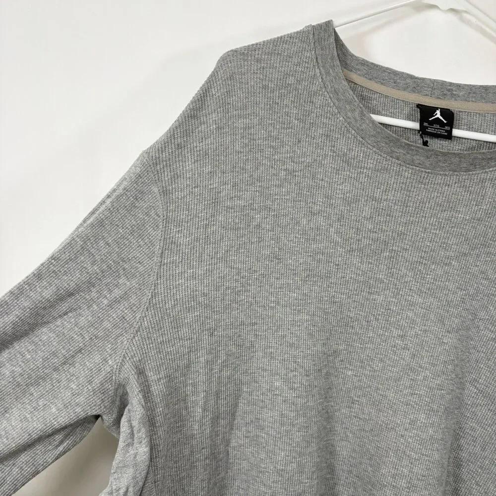 Nike Air Jordan Long Sleeve Thermal T Shirt Men 3XL Gray Waffle Knit Embroidered